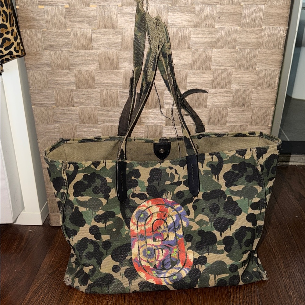 Limited Edition Auth Coach Camouflage Tote Bag Used